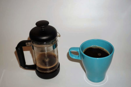 フレンチプレスでいれたコーヒー