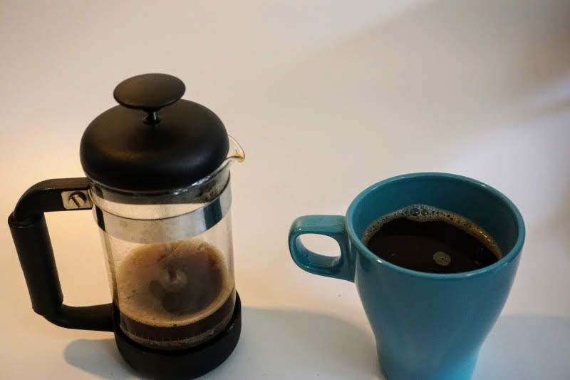 フレンチプレスでいれたコーヒー