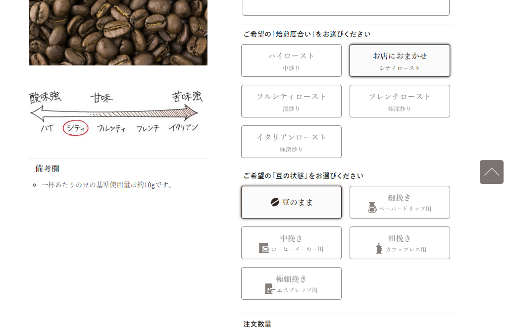 土居珈琲の豆の選び方