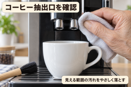 コーヒー抽出口の清掃アップ