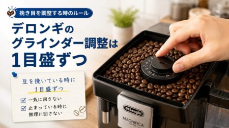 デロンギのグラインダー調整は1目盛ずつ