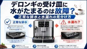デロンギの受け皿に水がたまるのは故障？正常な排水と水漏れの見分け方