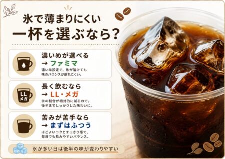 氷で薄まりにくいアイスコーヒーを選びたい時は