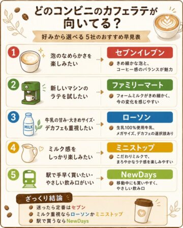 どのコンビニのラテが向くかの選び方画像