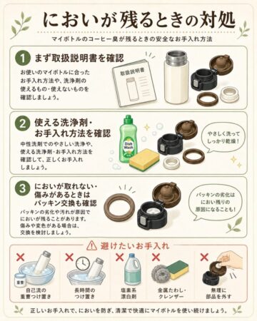マイボトルのコーヒー臭が残るときの安全なお手入れ方法