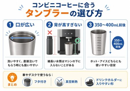 コンビニコーヒー用タンブラーの口径・高さ・容量の選び方