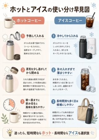 マイボトルでのホットコーヒーとアイスコーヒーの使い分け