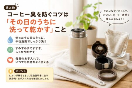 まとめ｜コーヒー臭を防ぐコツは「その日のうちに洗って乾かす」こと