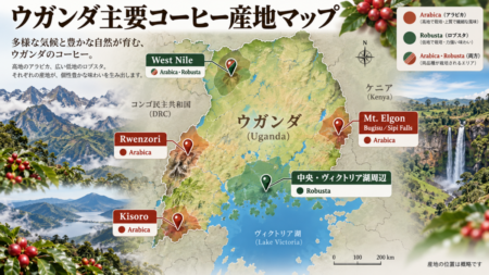  ウガンダの主なコーヒー産地｜エルゴン山・ルウェンゾリ・西ナイル