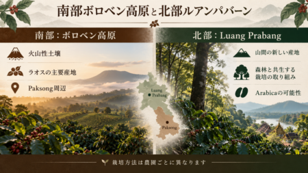 南部ボロベン高原 vs 北部ルアンパバーン
