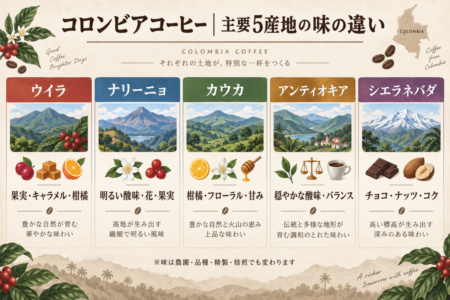 コロンビアコーヒー|主要5産地の味の違い