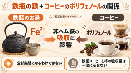 鉄瓶の2価鉄とコーヒーのポリフェノールの関係