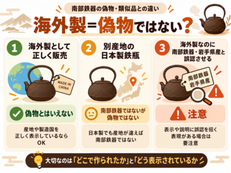 海外製の鉄瓶と南部鉄器の偽物・類似品の違い