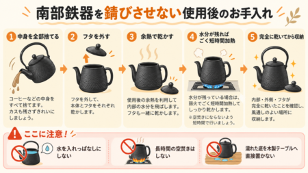 南部鉄器コーヒーポットを錆びさせないお手入れ方法